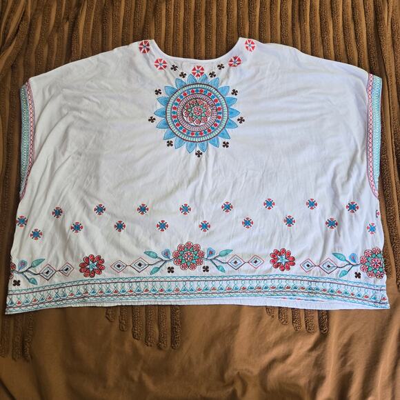 Johnny Was Women Boho Hippie Artsy Embroidered Oversized Boxy Caftan Top L/XL - Picture 7 of 12